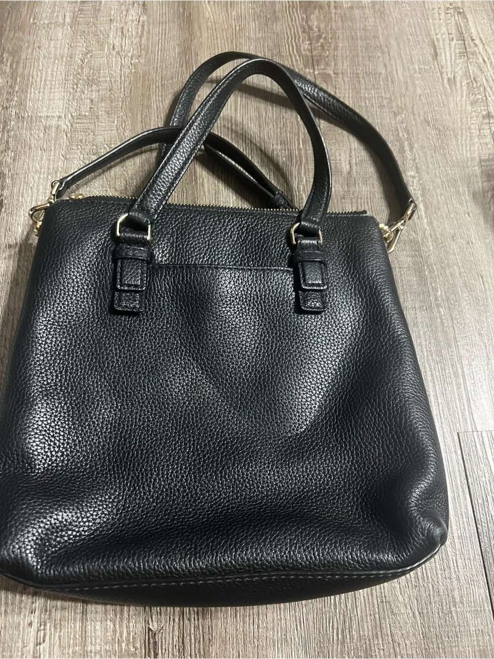 Kate Spade Black Pebbled Leather Jackson Street Hayley Satchel/Crossbody Handbag